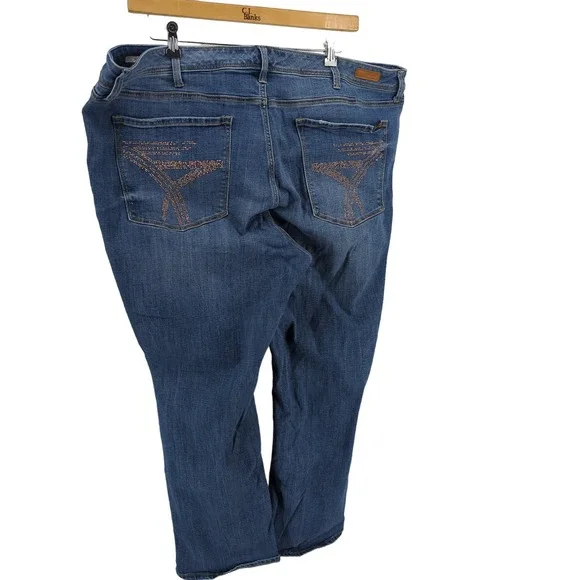 EUC Seven7 Boot Blue Cotton Blend Jeans Womens Size 28 - Picture 3 of 8